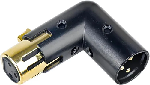 MAD OWL Adaptador XLR de 3 pines de 90 grados, adaptador XLR de ángulo recto ajustable macho a hembra para cable DMX negro