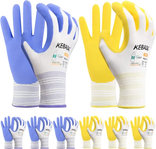 Miniatura 8 de Kebada Guantes de jardinería para hombres, 2 pares de guantes de jardín transpirables, revestimiento de látex de espuma, guantes de trabajo de Verde