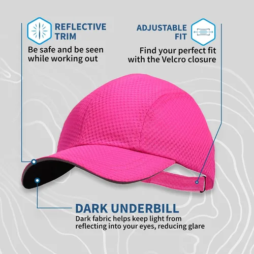 Miniatura 6 de TrailHeads Gorra deportiva de malla ligera y de secado rápido para mujer, con ribete reflectante