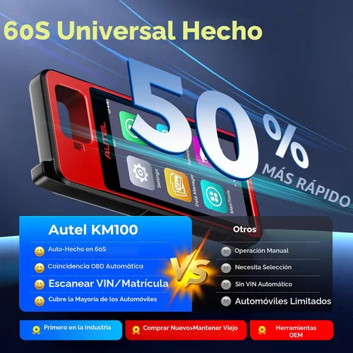 Miniatura 3 de Autel Escáner MaxilM KM100 Herramienta de diagnóstico, nueva herramienta de escaneo OBD KM100 para el 99% de vehículos, actualización de por vida