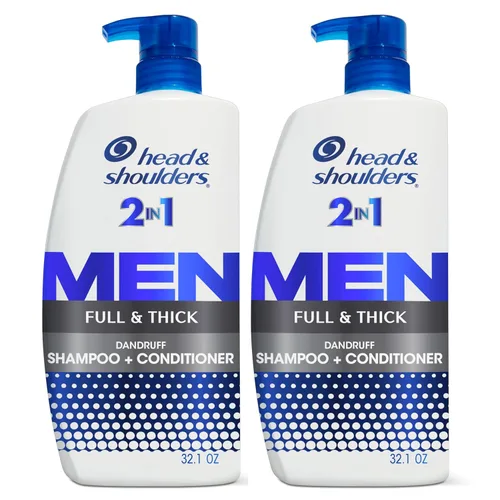 Head & Shoulders Champú y acondicionador anticaspa, Full and Thick pack doble 2 en 1, 1% de piritiona de zinc, limpia para restaurar la plenitud del
