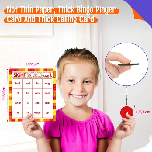 Miniatura 4 de SpriteGru Juego de bingo de palabras a la vista, 120 palabras de vista para aprender a leer nivel 1 y nivel 2 Juego de mesa de bingo Listas