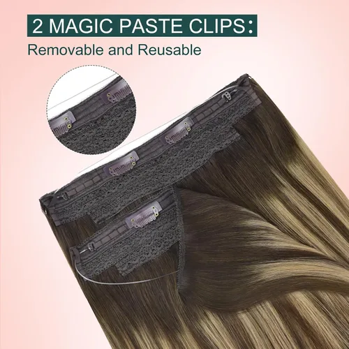Miniatura 126 de Easyouth Extensión de cabello humano rubio con cola de caballo, extensiones de cabello humano rubio dorado con reflejos rubios, extensiones