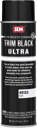 SEM 49153 Pintura en aerosol negra con acabado brillante, diseñada para plástico, aluminio, acero y acero inoxidable, lata de pintura en aerosol