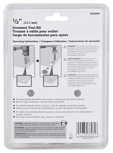 Miniatura 4 de Edward Tools Kit de ojales de 1/2 pulgada – Ojales de latón resistentes para lonas, tela, tienda de campaña, herramientas de ojal – Perforadora