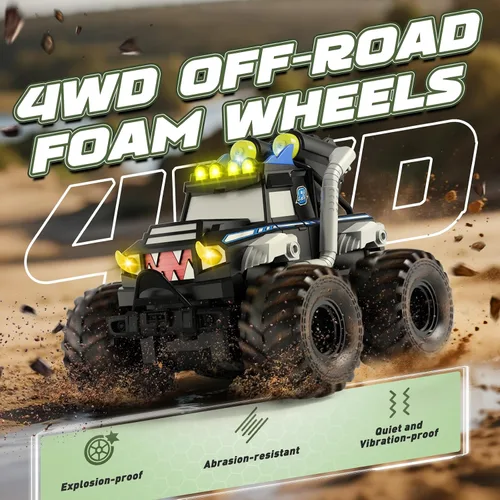 Miniatura 4 de Coche de control remoto, juguetes impermeables de camiones monstruos, autos RC anfibios 1:18, 2.4 GHz 4WD todo terreno, camión de juguete, juguetes