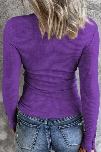 Miniatura 2 de Kissfix Camisas de manga larga para mujer, estilo casual, para otoño, con botones, básicas, de punto acanalado