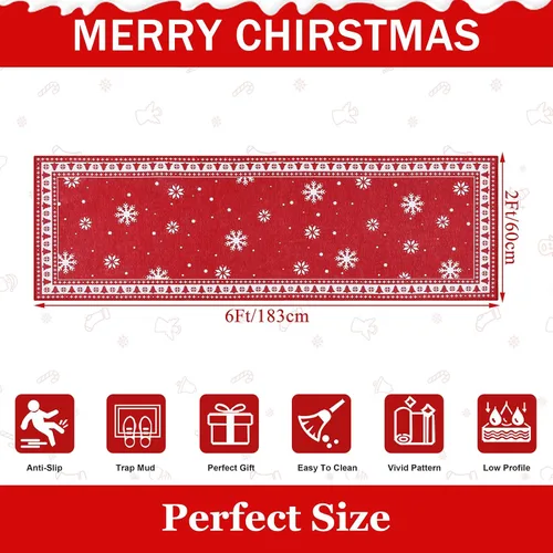 Miniatura 4 de Alfombra de pasillo de 2 x 6 pies, alfombra roja lavable, antideslizante, alfombra para interiores, para pasillo, entrada, lavandería, cocina, baño