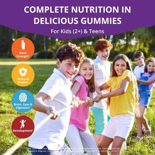 Miniatura 2 de NuBest Gomitas Tall para Niños de 2+ Años y Adolescentes Fortaleza Ósea, Inmunidad, Salud Digestiva con Calcio, Vitamina D3, K2, Complejo B