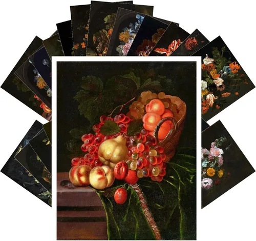 Miniatura 3 de PIXILUV Johann - Postales vintage (24 unidades), diseño de flores salvajes, jardín, aun vida, arte de pintura de museo antiguo, reimpresión
