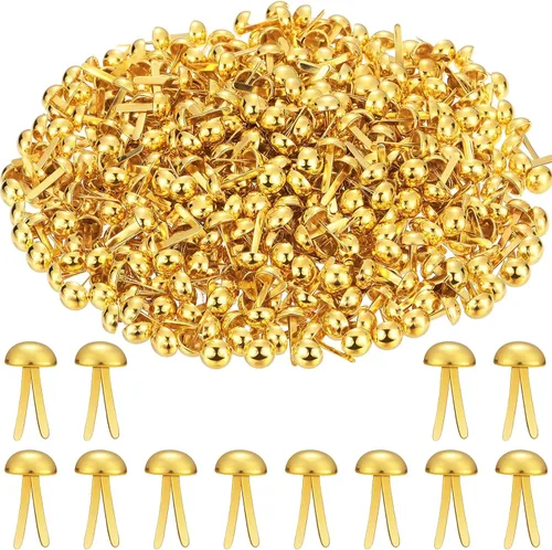 Miniatura 7 de Hotop 500 piezas de chinches de metal para manualidades de papel, sujetadores redondos de latón para arte, manualidades, proyectos escolares