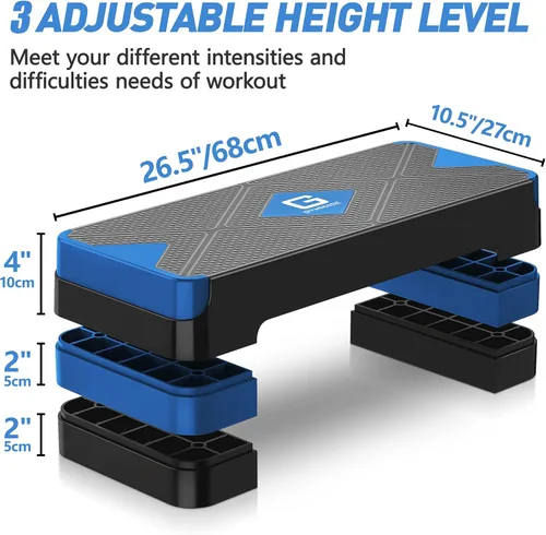 Miniatura 4 de GYMMAGE Escalón de ejercicio aeróbico, escalón aeróbico ajustable para ejercicio, plataforma de entrenamiento para escalonar, plataforma de pasos