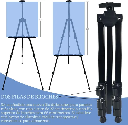 Miniatura 5 de Ns Jymb - Caballete de exhibición de pintura artística, caballetes ajustables de metal portátil para pintar lienzos de altura de 17 a 66 pulgadas