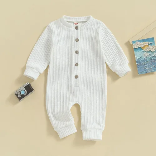 Miniatura 3 de Ropa de otoño para bebé, niña, niño, ropa de punto de manga larga, mameluco acanalado, overol de suéter de invierno para llegar a casa