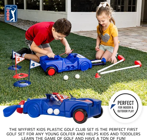Miniatura 7 de Franklin Sports PGA Tour MyFirst - Juego de palos de golf de plástico + pelotas para niños y niños pequeños, mini palos de juguete para derechos +