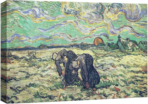 Miniatura 50 de Van Gogh - Lienzo con diseño giclée de olivos con cielo amarillo y sol, arte de pared de galería, estirado y enmarcado, listo para colgar, 24 x 36