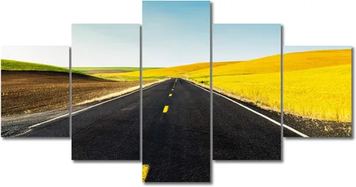 Miniatura 97 de TUMOVO Lienzo decorativo para pared de sala de estar, 5 paneles de naturaleza, Alaska, Estados Unidos, autopista alrededor de montañas, paisaje