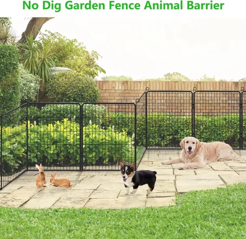 Miniatura 3 de Valla de jardín con puerta, 22 pies de largo x 32 pulgadas de alto, valla de jardín para patio, 10 paneles para perros sin excavar al aire libre