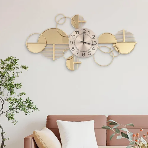 Miniatura 2 de Reloj de pared grande, 33 pulgadas de largo x 17 pulgadas de alto, moderno reloj de pared silencioso con esfera dorada, reloj retro de metal