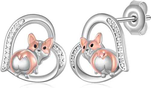 DachshundCorgi Earrings 925 Sterling Silver Dog Stud Earrings Puppy Dog Gifts for Women Dachshund Corgi Gifts Lovers