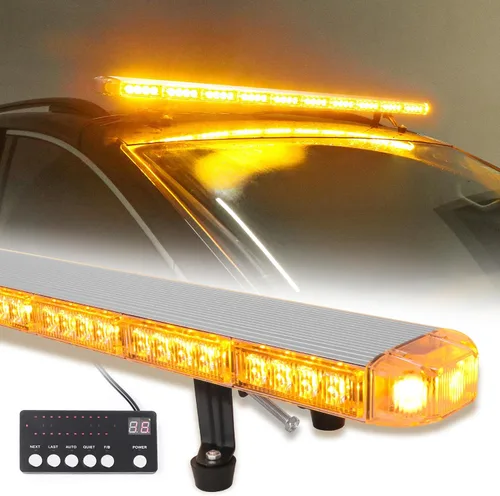 Barra de luz estroboscópica de advertencia de emergencia para techo, color ámbar/amarillo, de bajo perfil, 86 LED, 50 pulgadas, para construcción,