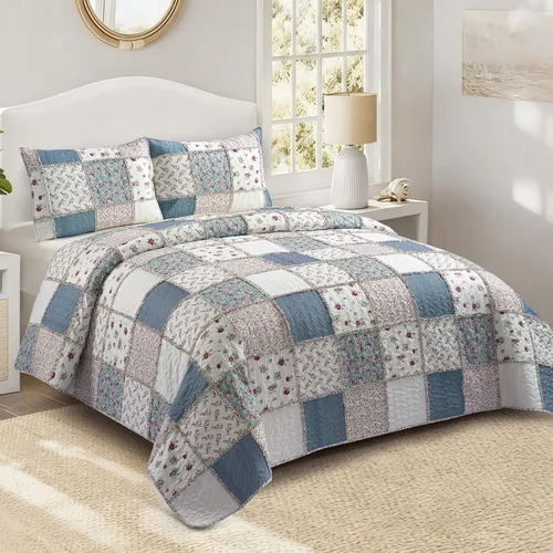 Miniatura 19 de Virah Bella Juego de ropa de cama King Lodge de 3 piezas, juego de edredón reversible rústico con fundas de almohada decorativas, panel familiar