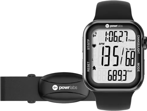 Powr Labs Monitor de frecuencia cardíaca con correa de pecho y Sportswatch para seguimiento de ejercicio, frecuencia cardíaca, pasos | Reloj