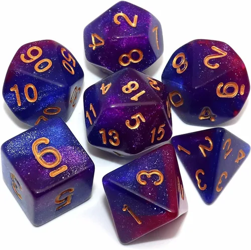 Miniatura 23 de Juego de dados DND de brillo azul y rojo para juegos de rol de Calabozos y Dragones, Warhammer, D&D, juegos de mesa, dados poliédricos Rojo mezclado
