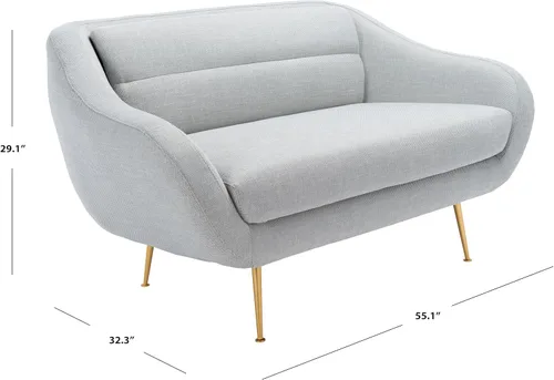 Miniatura 3 de SAFAVIEH Couture Home Collection Belladonna SFV4525A - Sofá biplaza tapizado de mediados de siglo, color gris claro, para sala de estar, dormitorio