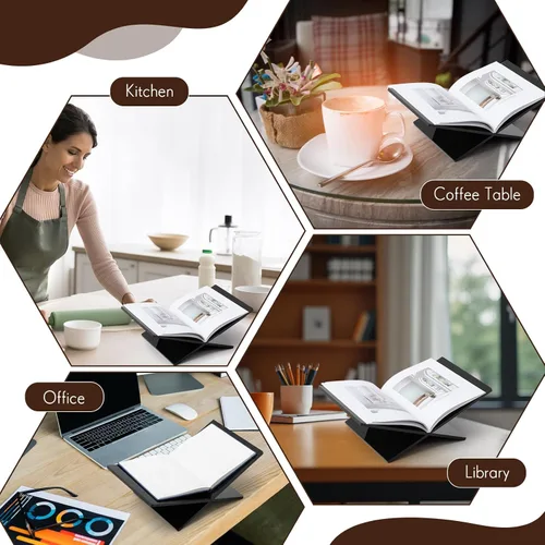 Miniatura 6 de Soportes grandes de acrílico para libros de 15.8 x 9.5 x 5.4 pulgadas, soporte grueso para libros de lectura, mesa auxiliar abierta para libros