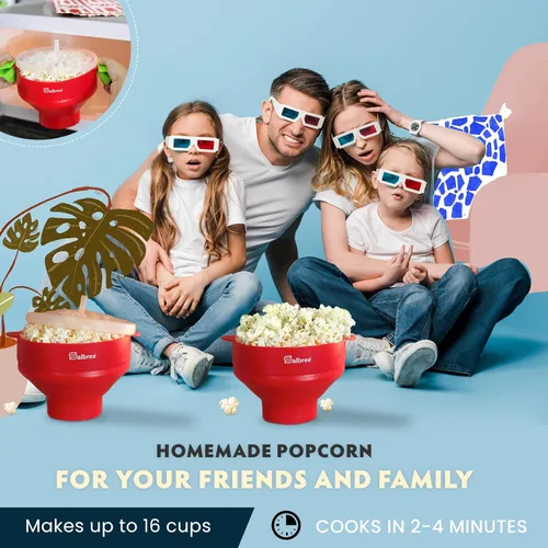 Miniatura 6 de La máquina original Salbree para palomitas de maíz plegable de silicona para microondas, cuenco microondas con capacidad para 16 tazas, utiliza aire