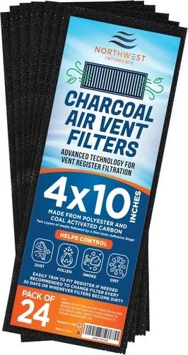 Filtros de Ventilación de Carbón Activado para el Hogar - Filtros de Ventilación de Suelo de Carbón Activado de 4" x 10" para Control de Polvo -