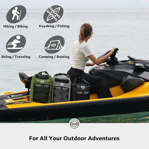 Miniatura 6 de STOVER 5/10/25/30/40/55L Waterproof Dry Bag- Roll-Top Backpack w/Phone Case- Kayaking, Hiking, Camping, Boating- Men/Women 30L Verde