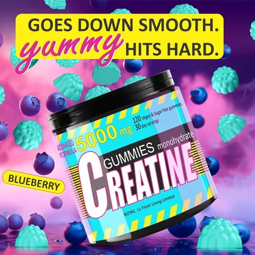 Miniatura 6 de Gomitas de monohidrato de creatina, 0.18 oz, crecimiento muscular, creatina preentrenamiento para hombres y mujeres, creatina saborizada
