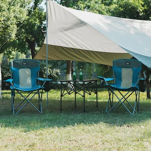Miniatura 9 de Silla plegable de camping al aire libre, portátil, liviana, sillas plegables para campamento para adultos al aire libre con portavasos, bolsa Azul