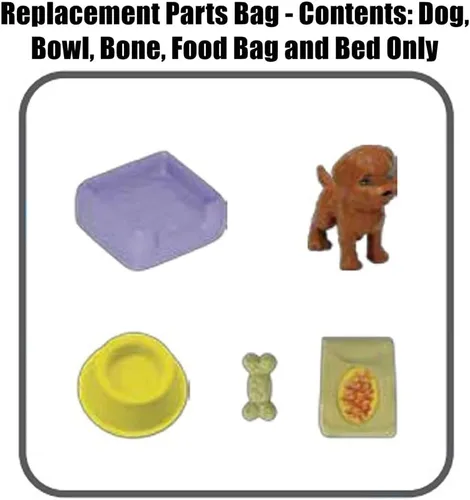Miniatura 2 de Piezas de repuesto para la serie Barbie Dollhouse - Barbie Dreamhouse - FHY73 - Perro de repuesto, cuenco, hueso, bolsa de comida y cama