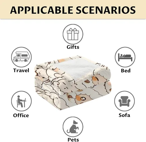 Miniatura 6 de Manta de oveja – Suave, mullida y cálida – Manta de tamaño regazo de 30 x 40 pulgadas para sofá, oficina, bonito regalo blanco para niños y niñas