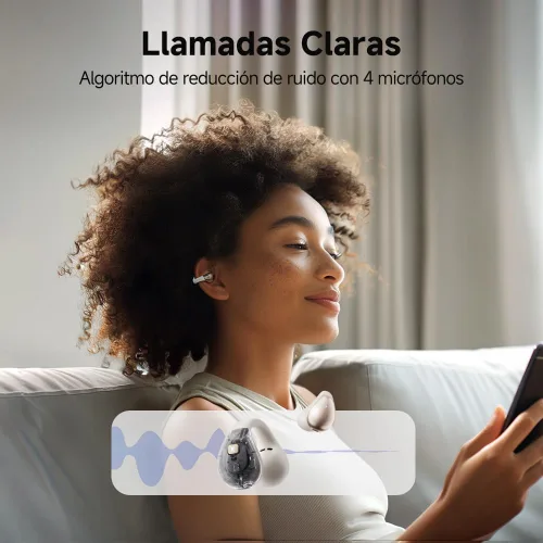 Miniatura 7 de QCY Crossky C30 Auriculares de oído abierto inalámbricos Bluetooth, auriculares de clip con 4 micrófonos ENC de cancelación de ruido, ajuste Blanco
