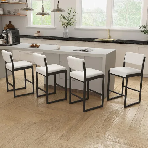 Miniatura 72 de SAECKBERG Taburetes de bar modernos de altura de mostrador, sillas de barra de 26 pulgadas de altura con respaldo, taburetes tapizados, taburetes