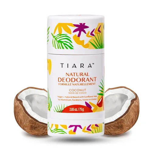 TIARA - Desodorante natural sin aluminio para mujeres y hombres, protección contra olores de larga duración, desodorante para todo el cuerpo, no
