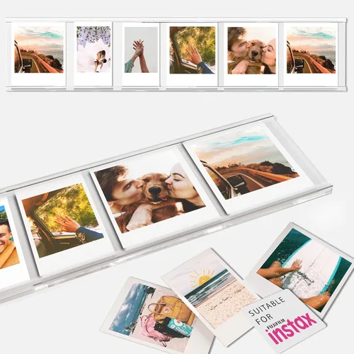 Miniatura 7 de Elil Instax Mini - Marco de fotos con mensaje personalizado, marco de fotos acrílico para escritorio y pantalla de fotos, compatible con Fujifilm