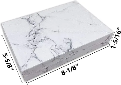 Miniatura 2 de TheDisplayGuys - Caja de regalo de papel de cartón relleno de algodón, 100 unidades, color blanco mármol