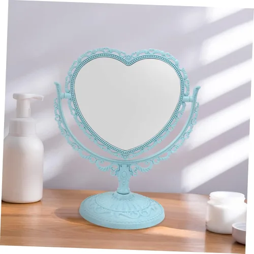 Miniatura 8 de Lurrose - Espejo estético de tocador con forma de corazón, espejo de maquillaje de doble cara con espejo de mesa de 360 grados con soporte