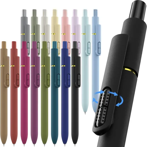 Miniatura 19 de Paquete de 8 bolígrafos de gel negro, punta media de 0.028 in, bolígrafos de tinta retráctiles de secado rápido para escritura suave, suministros