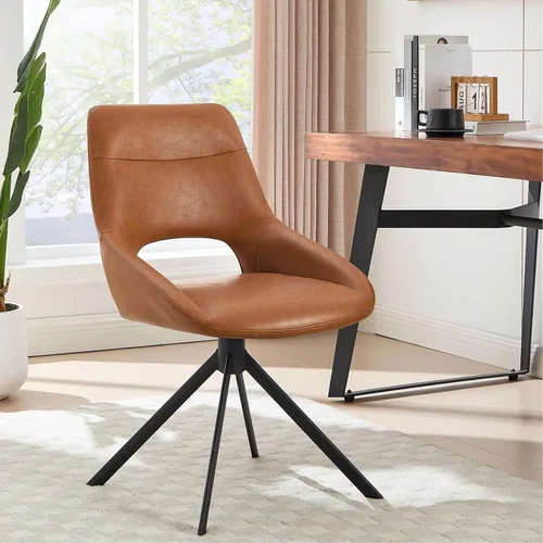 Zesthouse Silla de escritorio moderna sin ruedas, silla giratoria de tocador con respaldo hueco, silla de oficina en casa sin brazos para niñas y