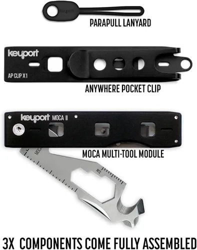 Miniatura 5 de Multiherramienta compacta de llavero 11 en 1 con clip de bolsillo y paraPull – Abrebotellas, abrebotellas, cortador de cables, mini destornilladores