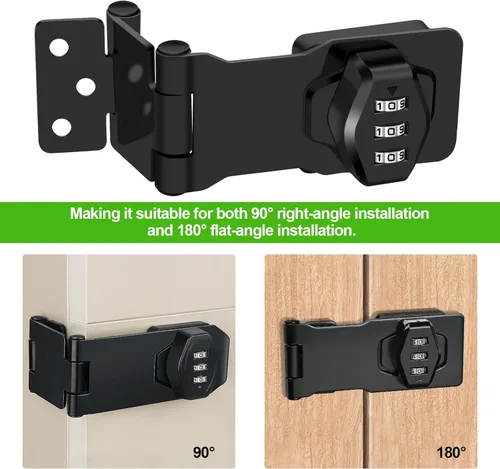 Miniatura 2 de 1 paquete de cerraduras rotativas con contraseña, plegable de acero inoxidable sólido 304, cerradura de cajón de escritorio, para cajones de 90 1