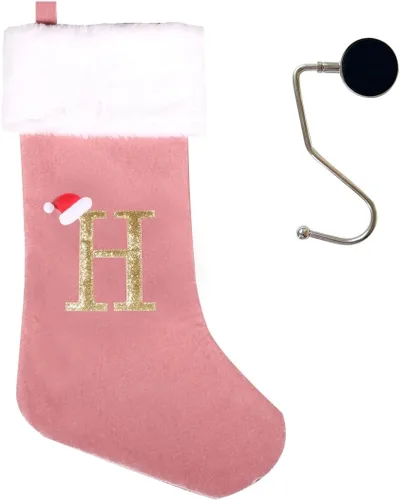 Miniatura 45 de Medias de Navidad de 20 pulgadas con monograma, letras, medias súper suaves grandes de Navidad, medias de monograma rojo para Navidad, regalo