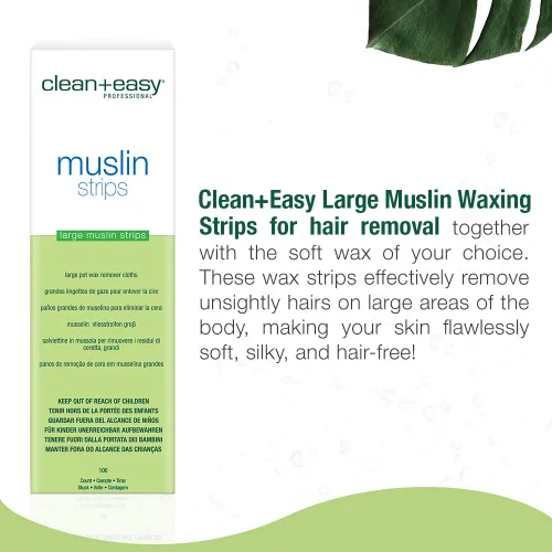 Miniatura 3 de Clean + Easy Tiras de cera de muselina para piernas grandes, 100