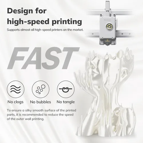 Miniatura 4 de AMOLEN - Filamento de seda PLA para impresora 3D de 1.75mm, filamento brillante blanco para impresión 3D, carrete de 1kg (2.2 libras), compatible